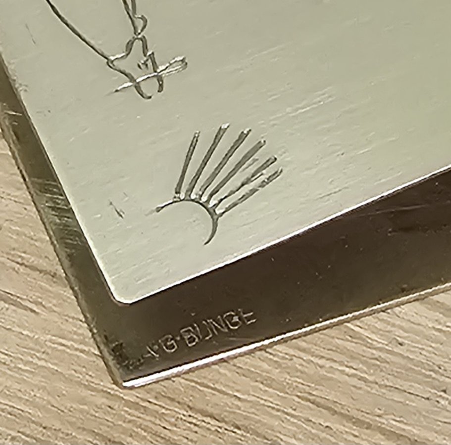 A.G. Bunge Messing Zündholzschachtel Etui 50er Jahre Stier Motiv Midcentury