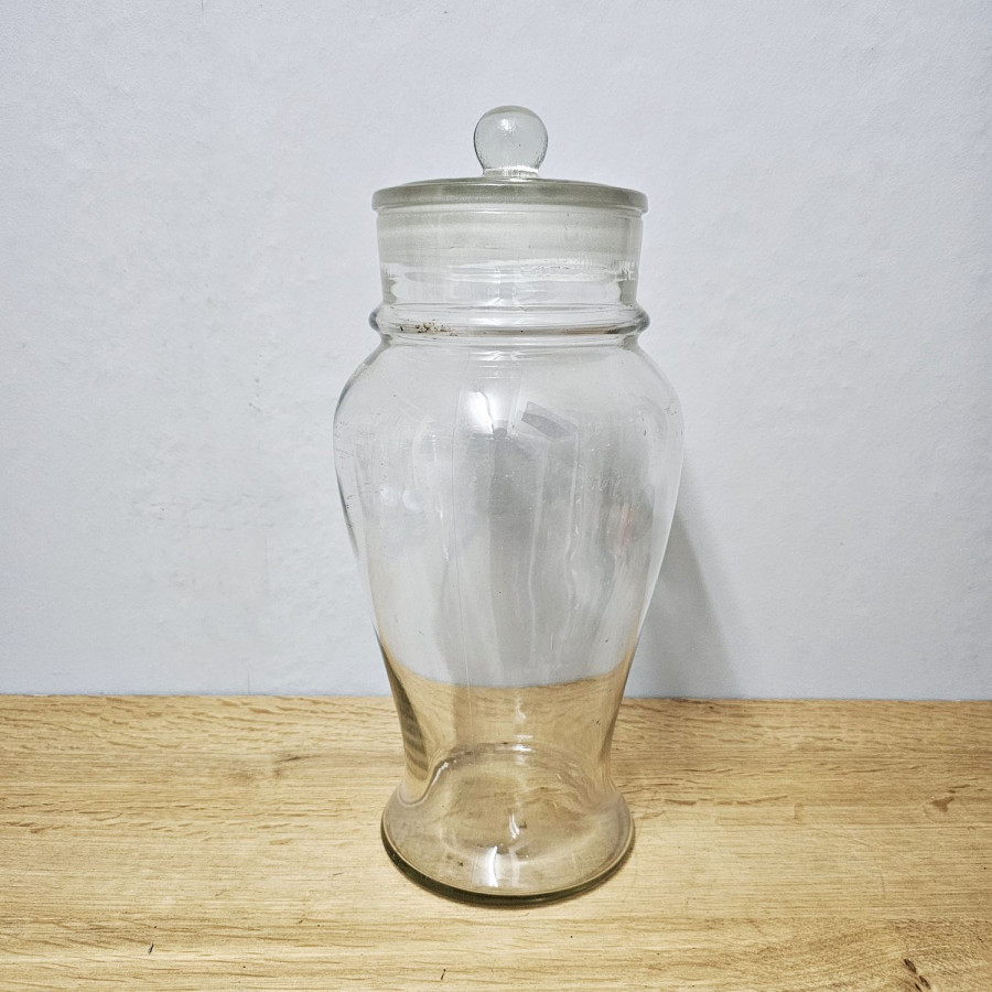 Antikes Bonbonglas mit eingeschliffenem Deckel – ca. 35 cm, 1920/40er