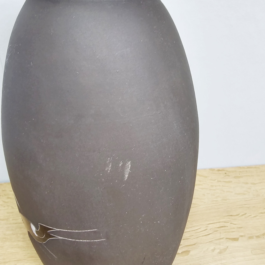 Arno Kiechle Vase, 1950er Jahre, Rehdekor, Sgraffito, 32 cm