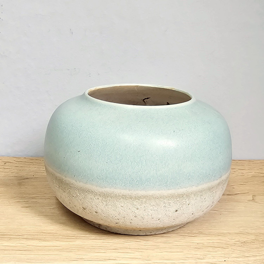 Scheurich Vase 551-13 · Mintgrün & Beige · Postmodern · West German Pottery 80er Jahre