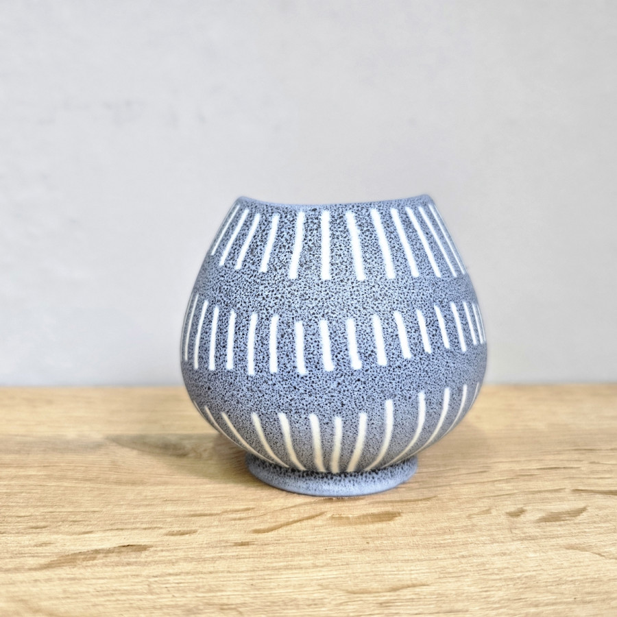 Schlossberg Vase 238-9 Blau-Weiß – 50er Vintage