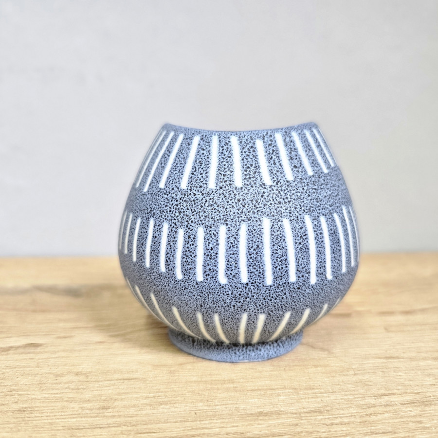 Schlossberg Vase 238-9 Blau-Weiß – 50er Vintage