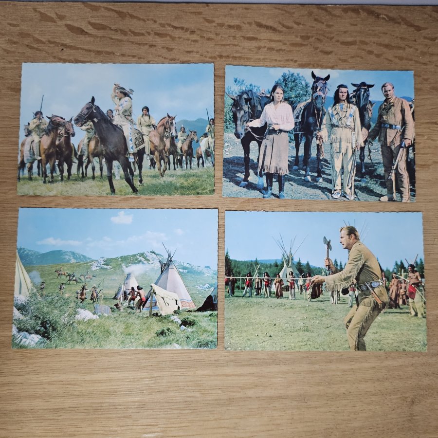 8 Vintage Film Postcards – Der Schatz im Silbersee / Treasure of Silver Lake, Lex Barker & Pierre Brice