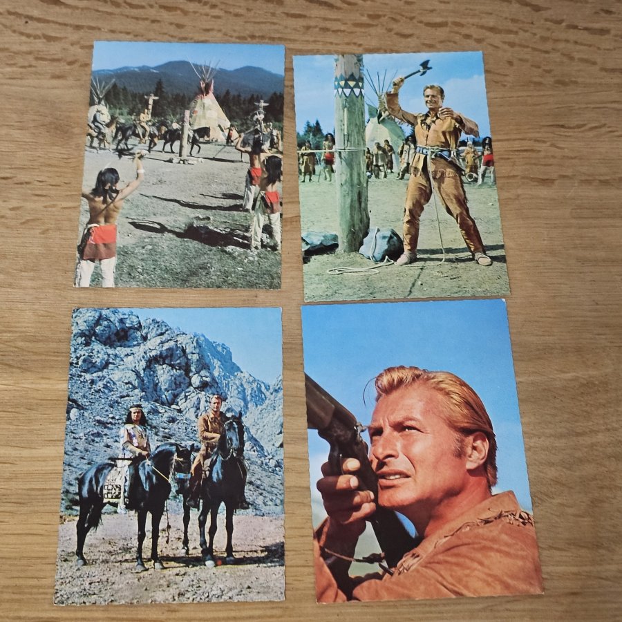 8 Vintage Film Postcards – Der Schatz im Silbersee / Treasure of Silver Lake, Lex Barker & Pierre Brice