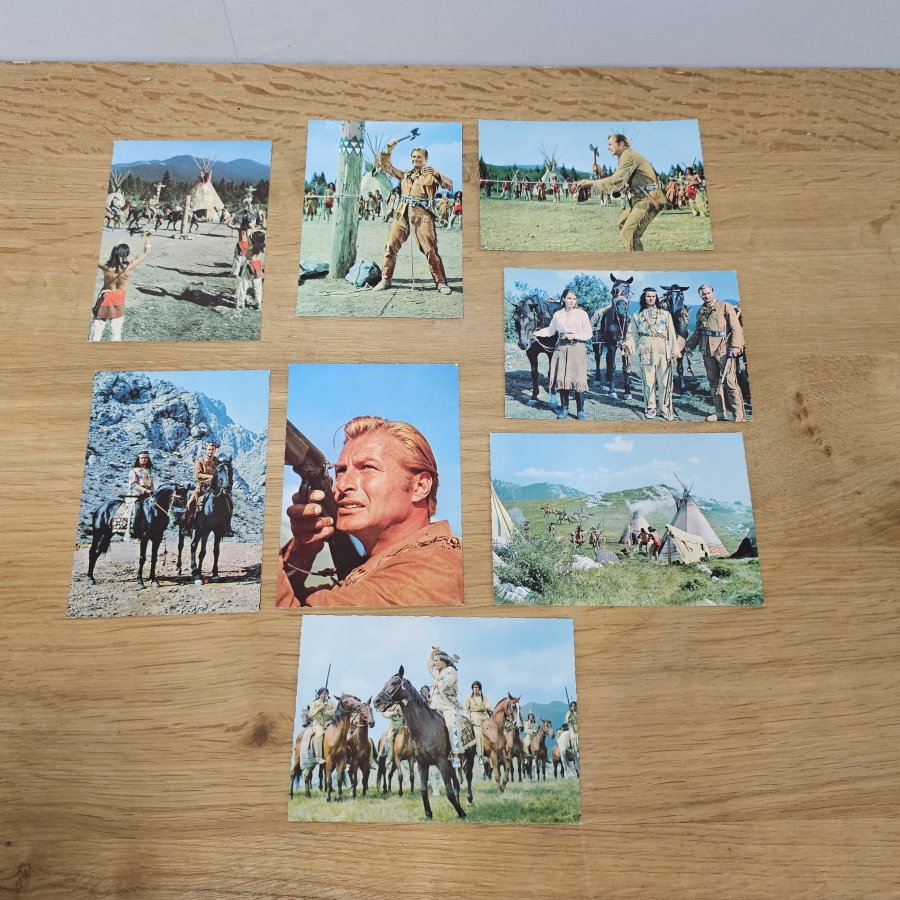 8 Vintage Film Postcards – Der Schatz im Silbersee / Treasure of Silver Lake, Lex Barker & Pierre Brice