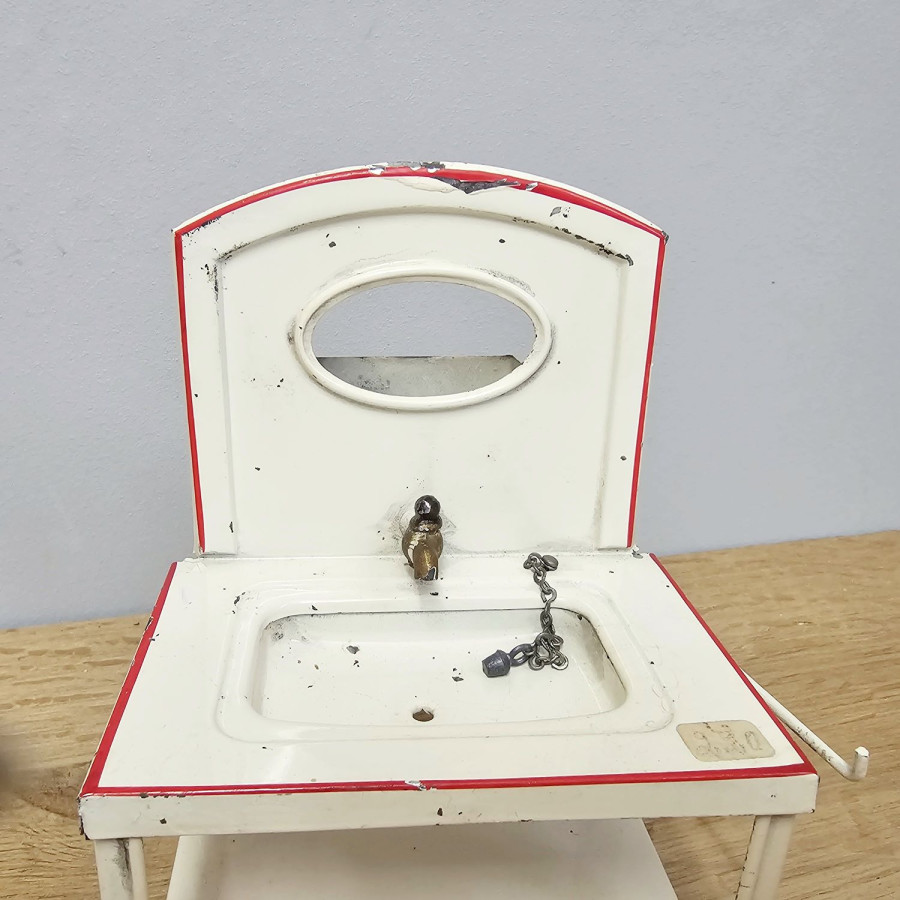 Antikes Blechspielzeug-Waschbecken · 1920er–30er Jahre  · Waschtisch · Vintage Spielzeug