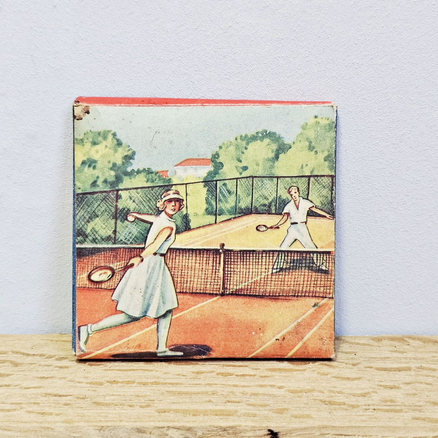 STAEDTLER Mars – lithographed colored pencil box No. 6927 a, tennis motif, c. 1920s/30s