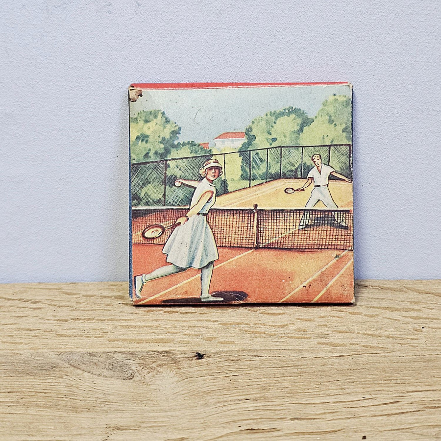 STAEDTLER Mars – lithographed colored pencil box No. 6927 a, tennis motif, c. 1920s/30s