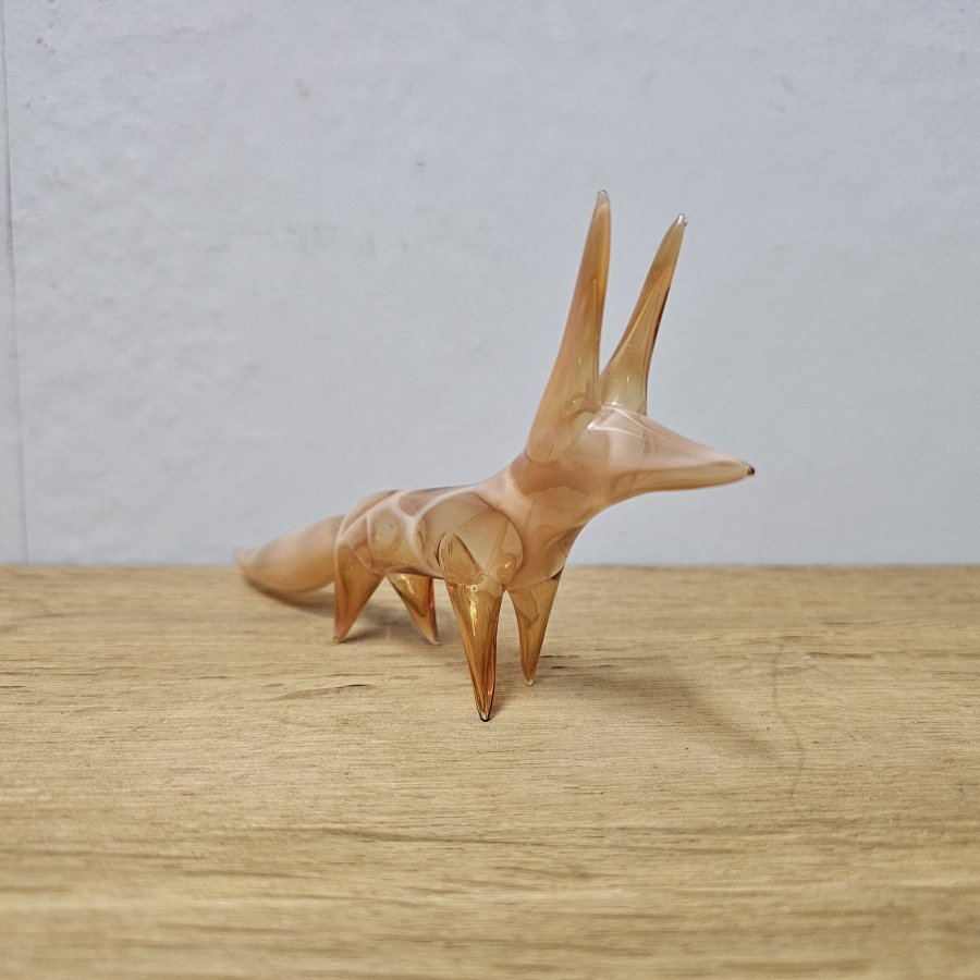 Vintage Glas Fuchs Figur 24 cm Art Glass Tierfigur 60er 70er ungemarkt