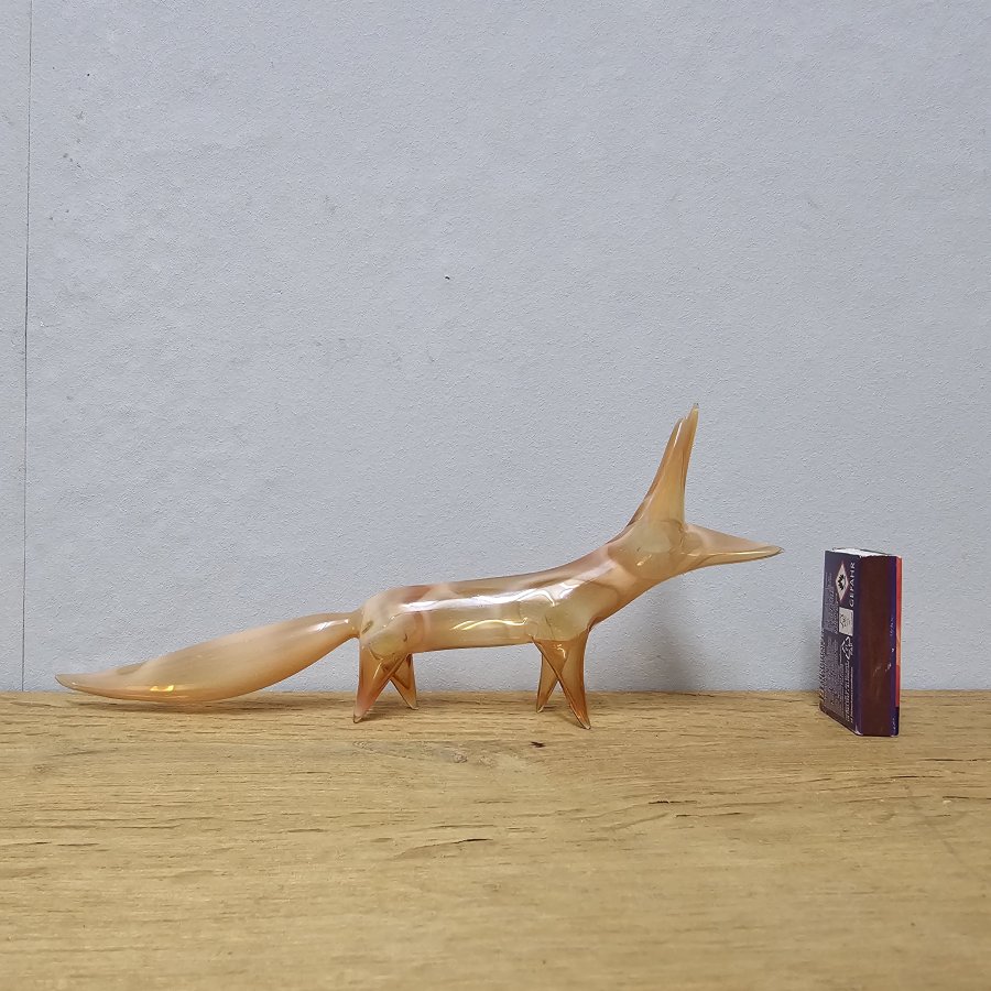 Vintage Glas Fuchs Figur 24 cm Art Glass Tierfigur 60er 70er ungemarkt