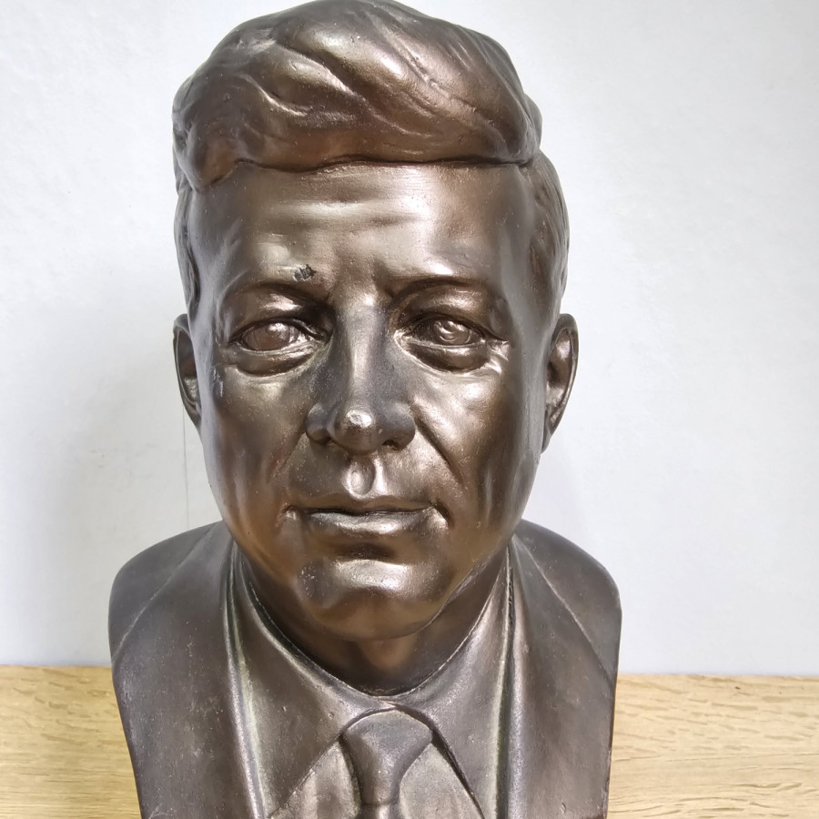 Vintage Gipsbüste John F. Kennedy, ca. 1960er Jahre, 32 cm