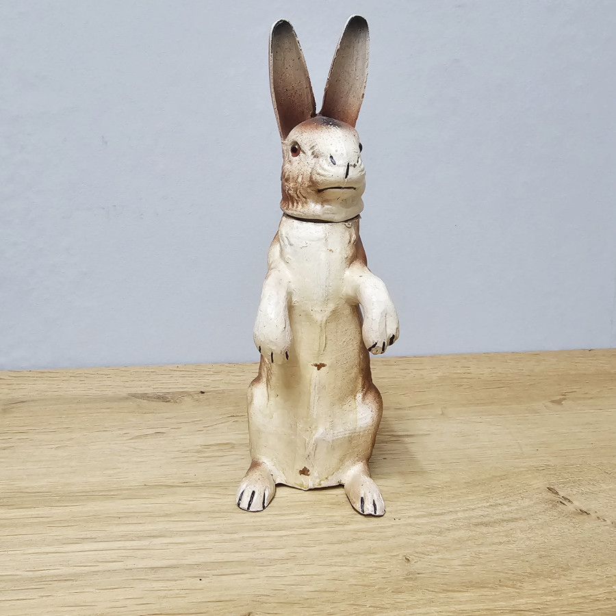 Antiker Osterhase Candy Container · ca. 1920 · Pappmaché · Glasaugen · Art Déco · Füllhase