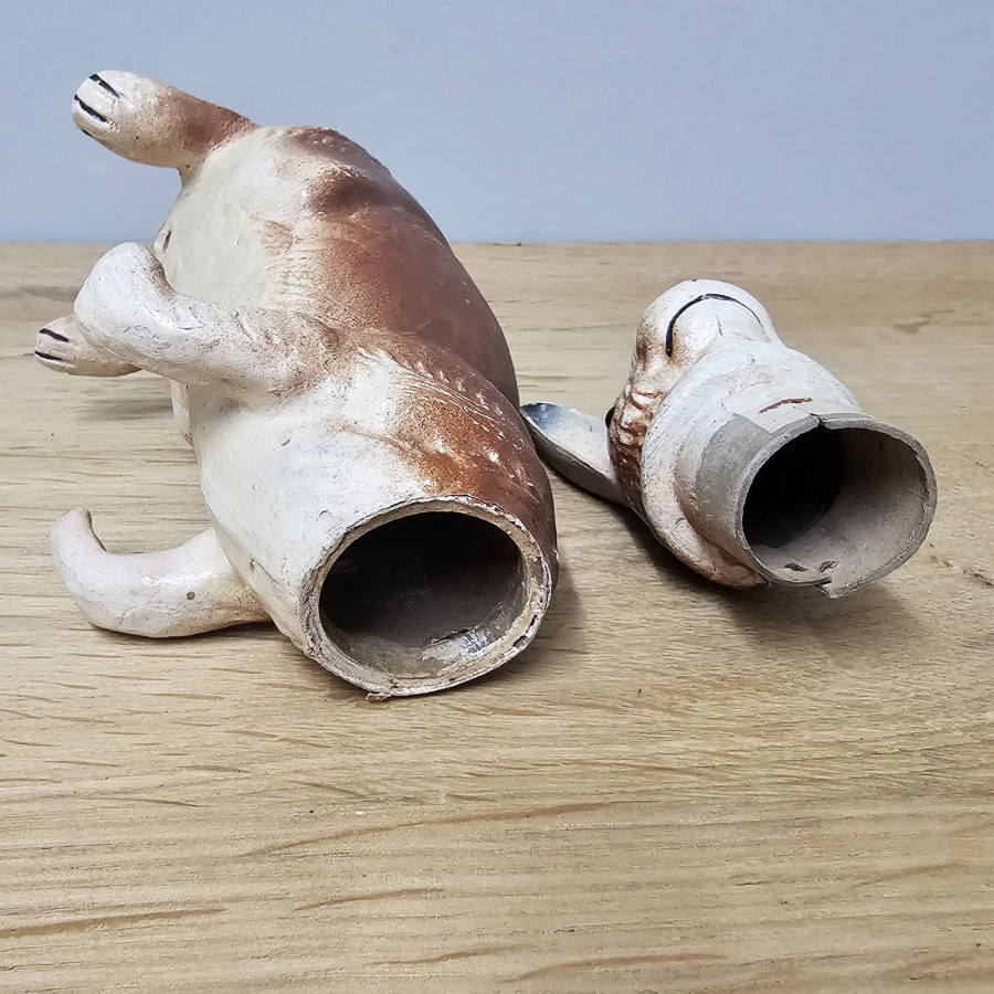 Antiker Osterhase Candy Container · ca. 1920 · Pappmaché · Glasaugen · Art Déco · Füllhase