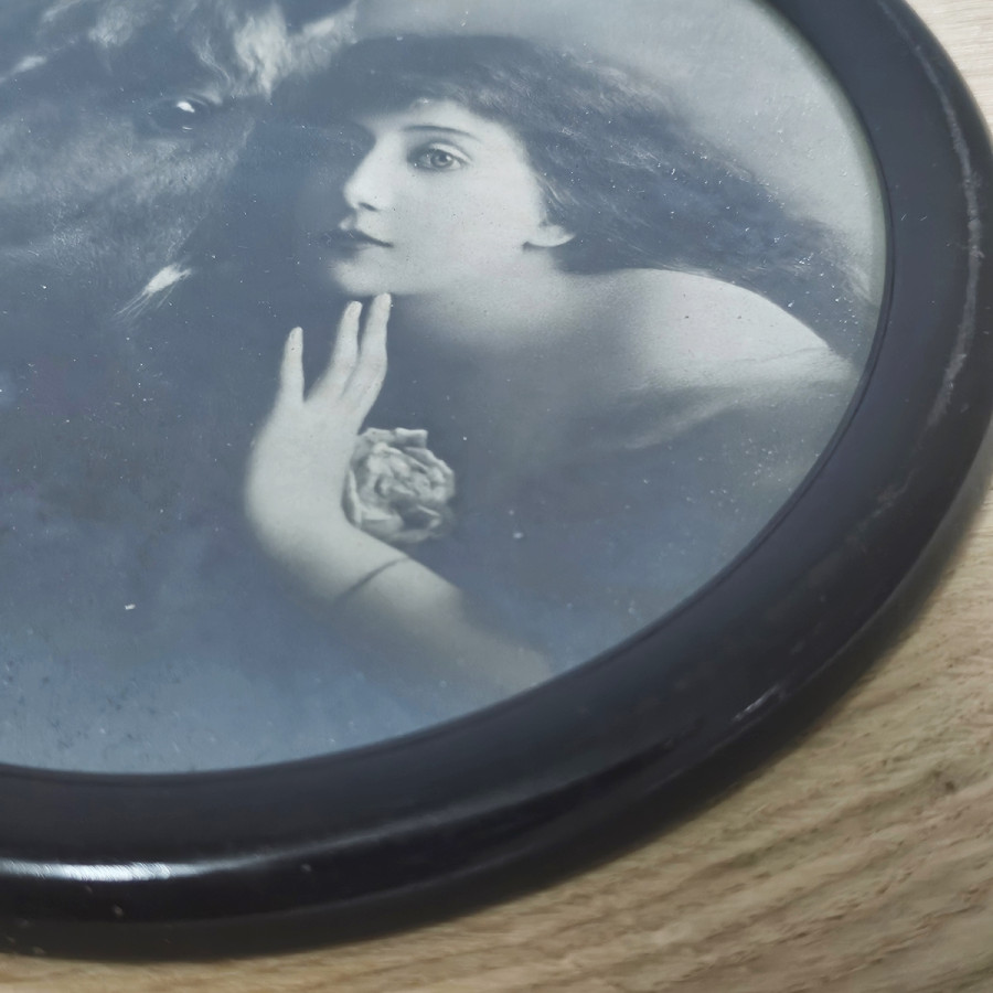 Antike Wandbilder – Pferd & Dame (1920er, 2 Stück)