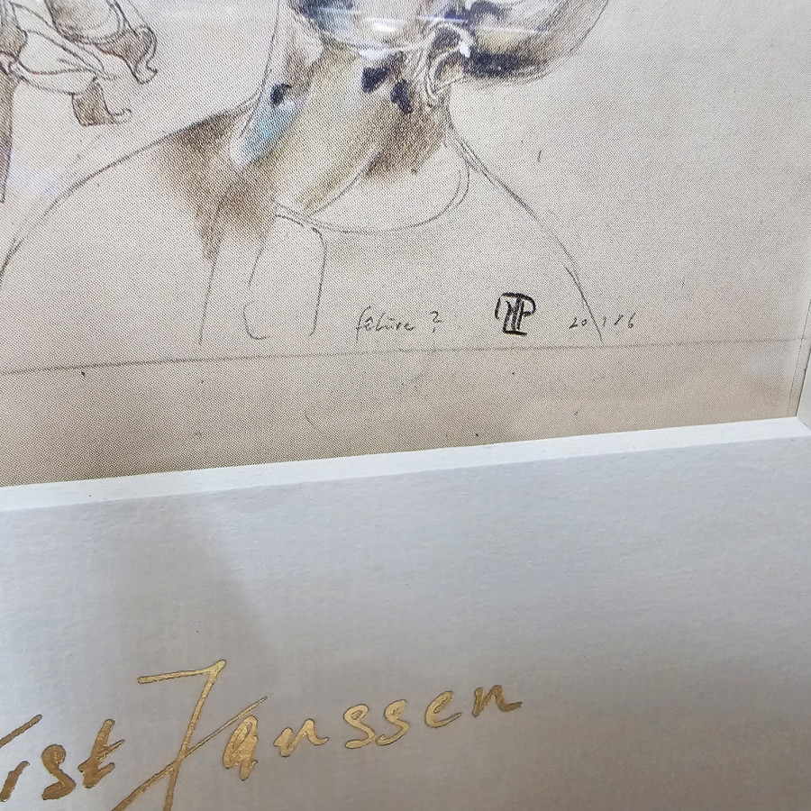Horst Janssen – Art Print from the 80s (gold embossed signature, framed)