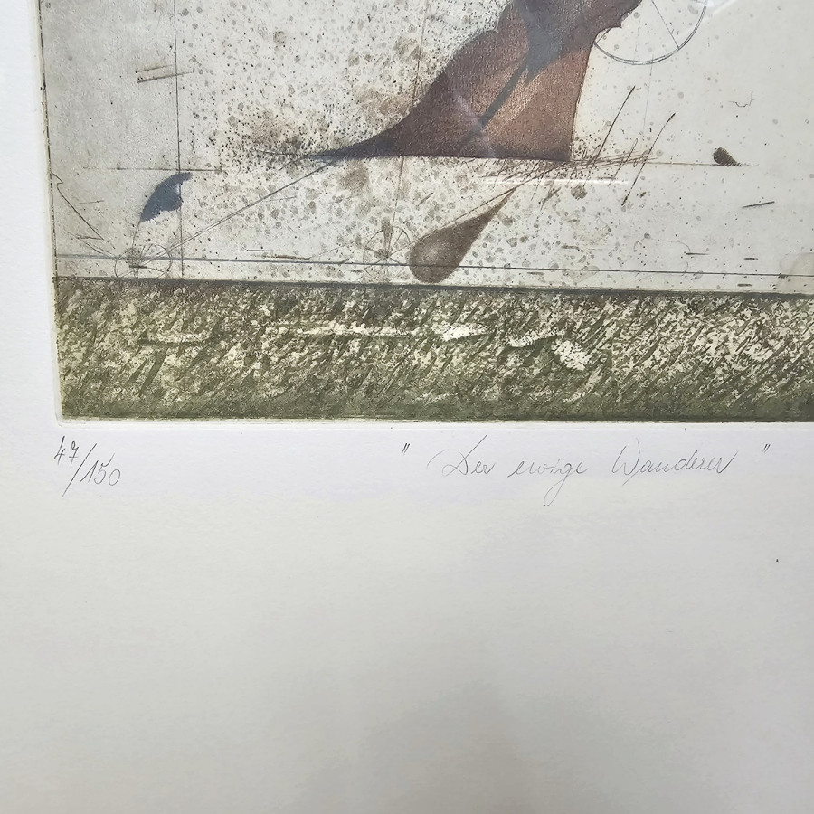 Josef Werner – Radierung „Der ewige Wanderer“ (handsigniert, Büttenpapier, Nr. 47/150, gerahmt) - Kopie
