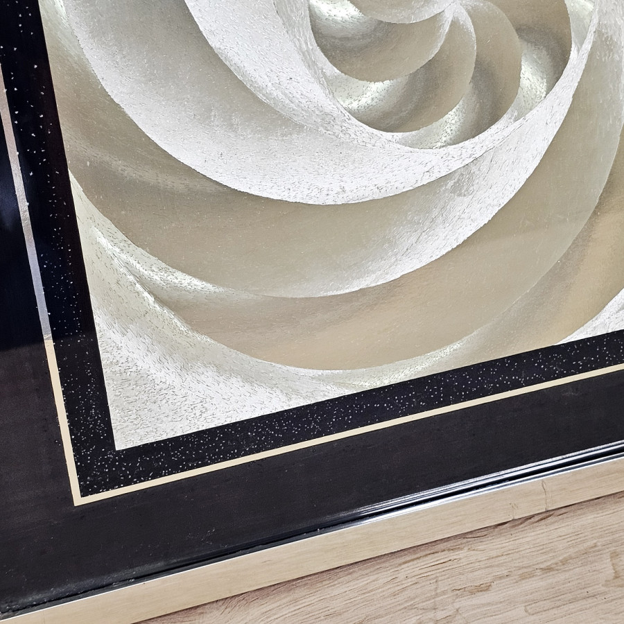 Vintage Metallfolienbild „Goldene Spirale“ (45×45 cm) | Space Age · Op Art · Hollywood Regency