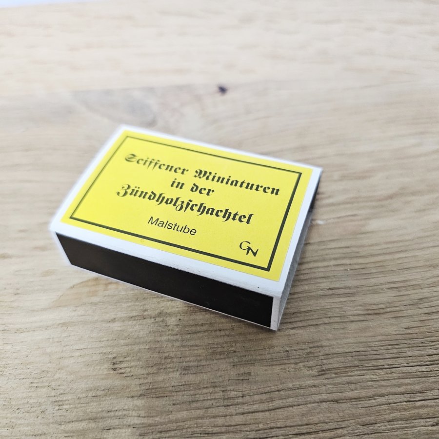 Seiffener Miniaturen in der Zündholzschachtel – Motiv „Malstube“, Erzgebirge Neuber