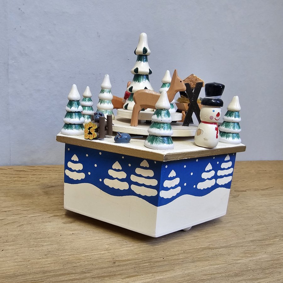 Alte Erzgebirge Weihnachts-Spieluhr • DDR Spieldose „Jingle Bells“ • 1970er–80er Jahre