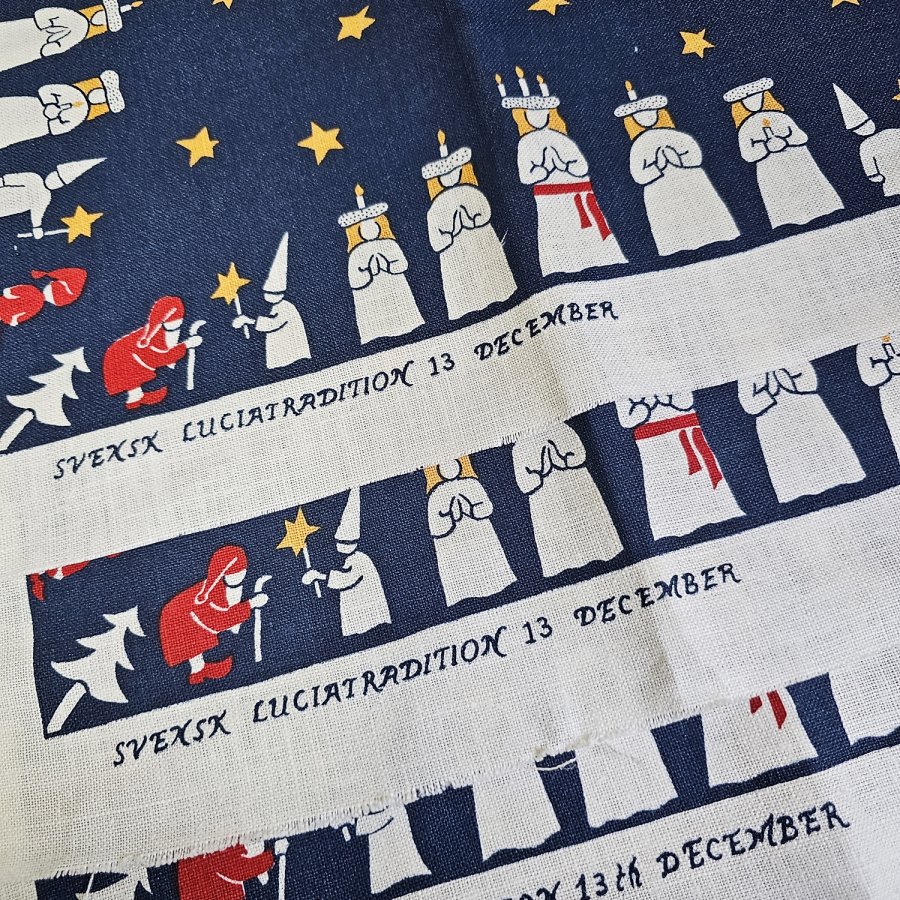 3 Lucia-Zug-Leinen-Deckchen, schwedische Tradition, Weihnachten, 42 × 42 cm, unbenutzt