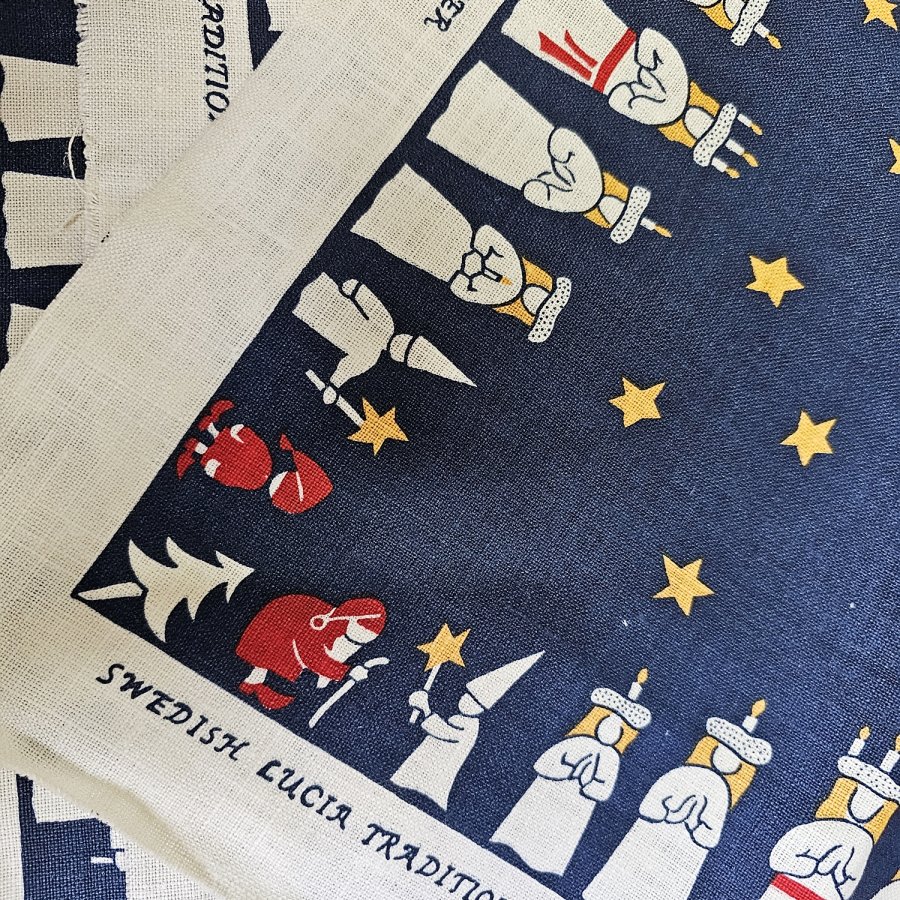 3 Lucia-Zug-Leinen-Deckchen, schwedische Tradition, Weihnachten, 42 × 42 cm, unbenutzt