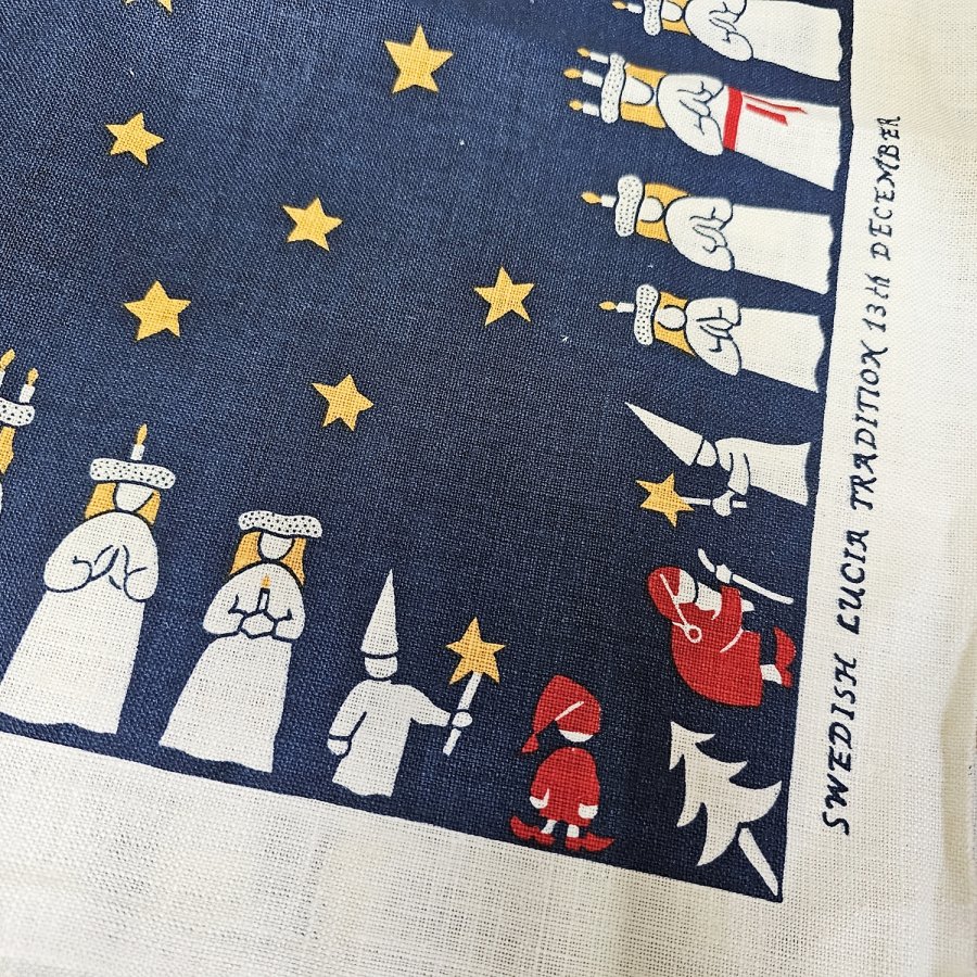 3 Lucia-Zug-Leinen-Deckchen, schwedische Tradition, Weihnachten, 42 × 42 cm, unbenutzt