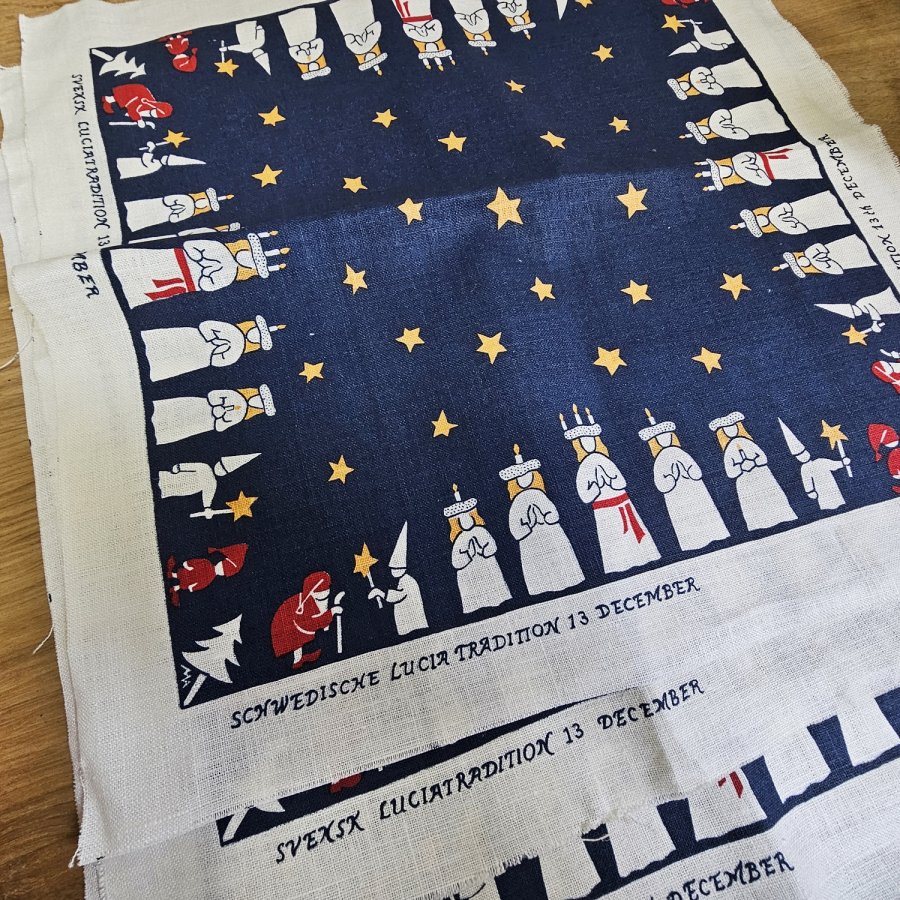 3 Lucia-Zug-Leinen-Deckchen, schwedische Tradition, Weihnachten, 42 × 42 cm, unbenutzt