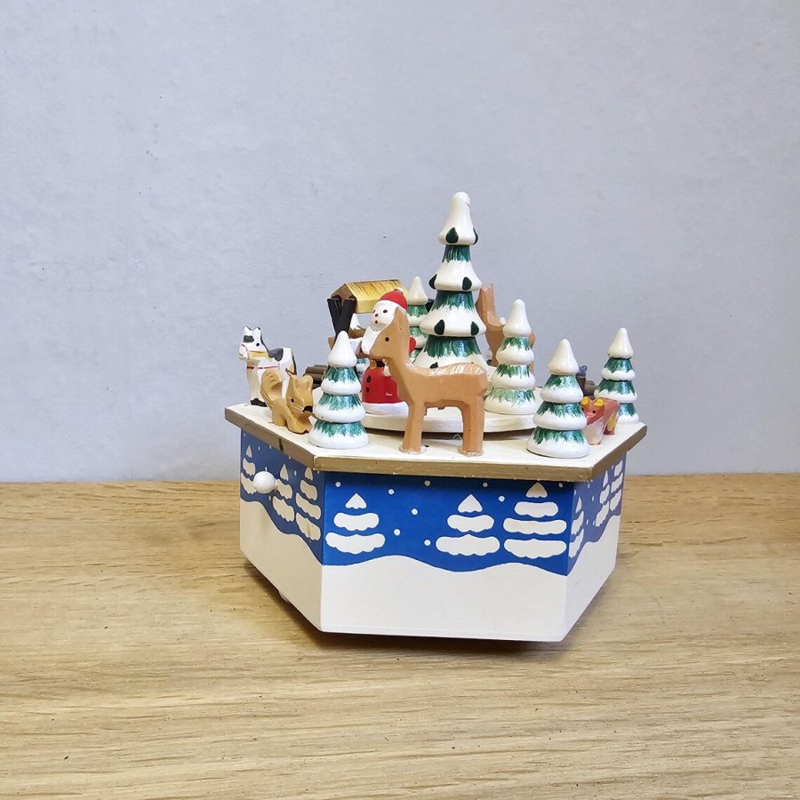 Alte Erzgebirge Weihnachts-Spieluhr • DDR Spieldose „Jingle Bells“ • 1970er–80er Jahre