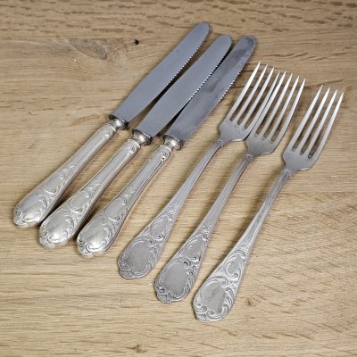Antikes HALISO Solingen Vorspeisenbesteck – 6 Teile Jugendstil Art Déco, 100er Silberauflage