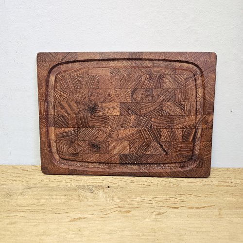 Teak Schneidebrett Broström Denmark, 1960er Jahre, mit Saftrinne