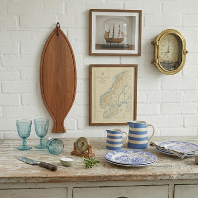 Large teak fish serving tray – 70 cm – Scandinavian Modern / maritime wall decor