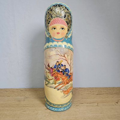 Russian hand-painted bottle matryoshka / bottle holder – 36 cm – signed