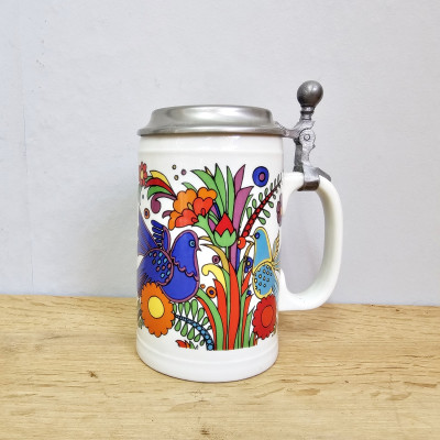Villeroy & Boch Acapulco Bierkrug mit Zinndeckel – 1970er