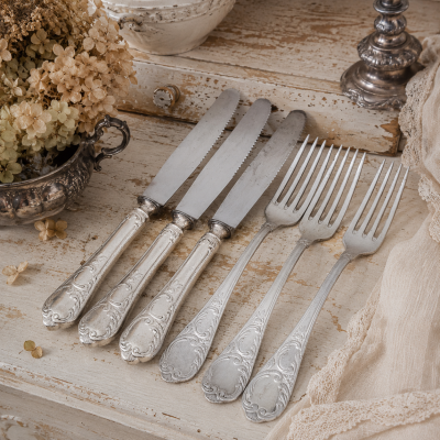 Antikes HALISO Solingen Vorspeisenbesteck – 6 Teile Jugendstil Art Déco, 100er Silberauflage