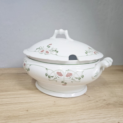 Jugendstil Terrine mit Deckel, florales Dekor, um 1910