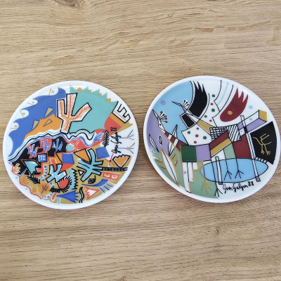 2 Lufthansa Vintage Porzellan Untersetzer, 80er