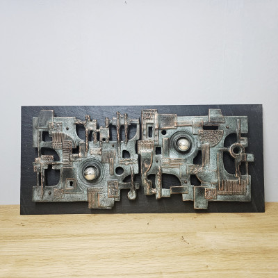 Große Brakelmann & Becker Wandlampe, Schiefer & Keramik, Brutalismus, 1970er Jahre -