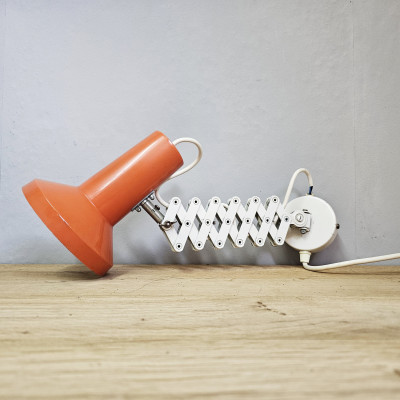 70er-Jahre Scherenlampe, EH Leuchten, orange, Vintage