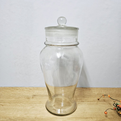 Antikes Bonbonglas mit eingeschliffenem Deckel – ca. 35 cm, 1920/40er