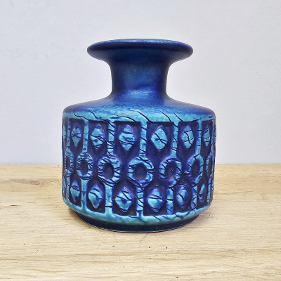 Bay Keramikvase 370-10, W. Germany, 1970er – Blau, 10 cm – Vintage Sammlerstück