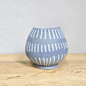 Schlossberg Vase 238-9 Blau-Weiß – 50er Vintage
