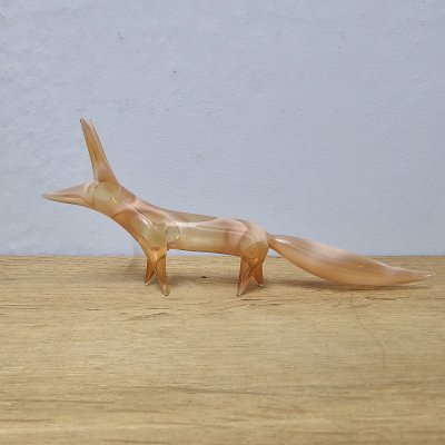 Vintage Glas Fuchs Figur 24 cm Art Glass Tierfigur 60er 70er ungemarkt