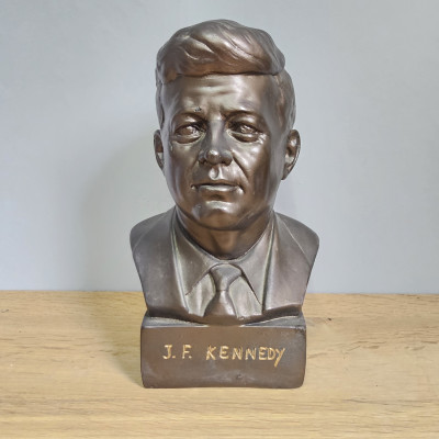 Vintage Gipsbüste John F. Kennedy, ca. 1960er Jahre, 32 cm