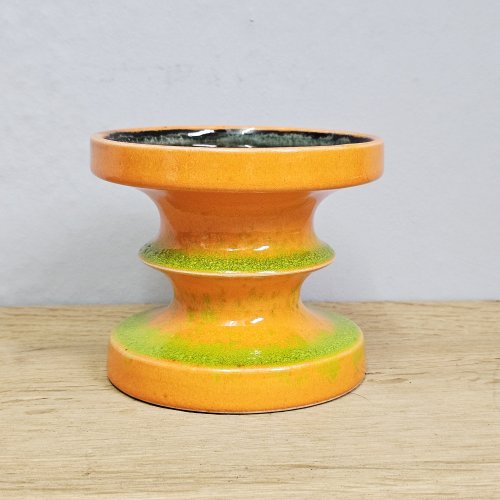 Fohr Keramik Kerzenhalter, orange-grün, 1970er Jahre – West German Pottery