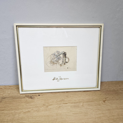 Horst Janssen – Kunstdruck auf Büttenpapier (signiert, 3D Passepartout mit Goldprägung, gerahmt)